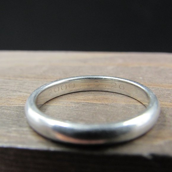 Size 7.25 950 Platinum Custom 3mm Tiffany & Co Plain Band Ring Vintage - Picture 4 of 8